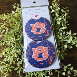 AU Navy & Orange Car Coasters